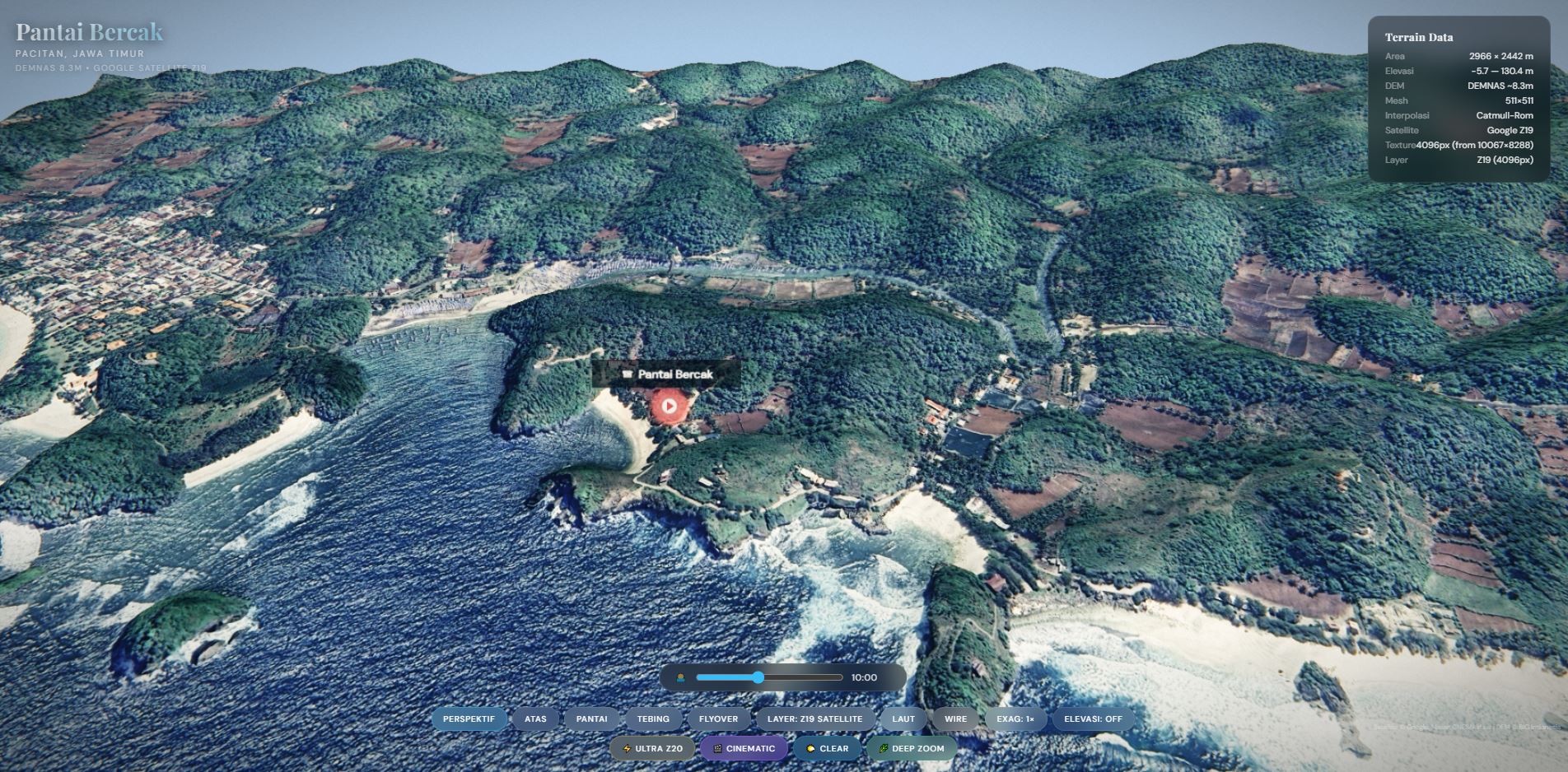 Pantai Bercak 3D Terrain